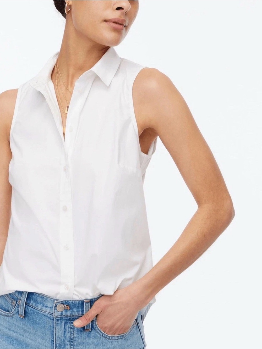 NWT J CREW Women’s Signature Fit Sleeveless Button Up Shirt LP